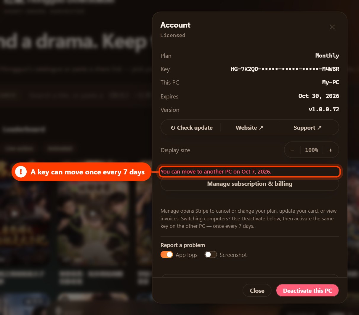The message You can move to another PC on a date, highlighted (dark theme)